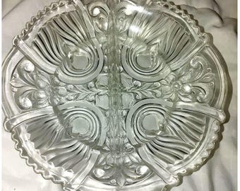 Vintage Indiana Glass divided relish dish 7 1/2"