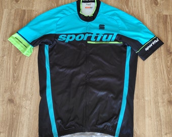 90s Color Block Sport Tshirt Men Cycling Top SPORTFUL Zip Up Rave Tshirt Large