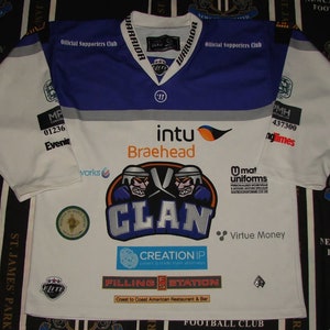 Rare Vintage 90s Braehead Glasgow Clan Ice Hockey Long Sleeve Men's Jersey Shirt Top Warrior NHL Size M