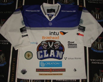Rare Vintage 90s Braehead Glasgow Clan Ice Hockey Long Sleeve Men's Jersey Shirt Top Warrior NHL Size M