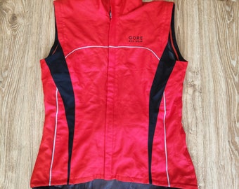 Vintage Bike Cycling jersey jacket men by Gore Bike Wear Windstopper Retro racing jersey full zipper sleeveless Road bike jersey Top Size 36