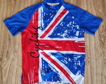 Vintage 90s Bike Cycling jersey hombre por Crane Britain British Retro racing jersey short sleeve Road bike jersey Top Size XL