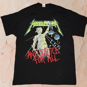 Rare Retro Vintage 1994 Metallica Heavy Metal Rock Band And Justice For All Merch Music Cotton Men&#39;s Gildan T-shirt Size L