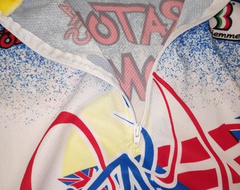 Maillot Cycliste Biemme Homme L - Rouge Blanc Bleu USA - Fermeture éclair