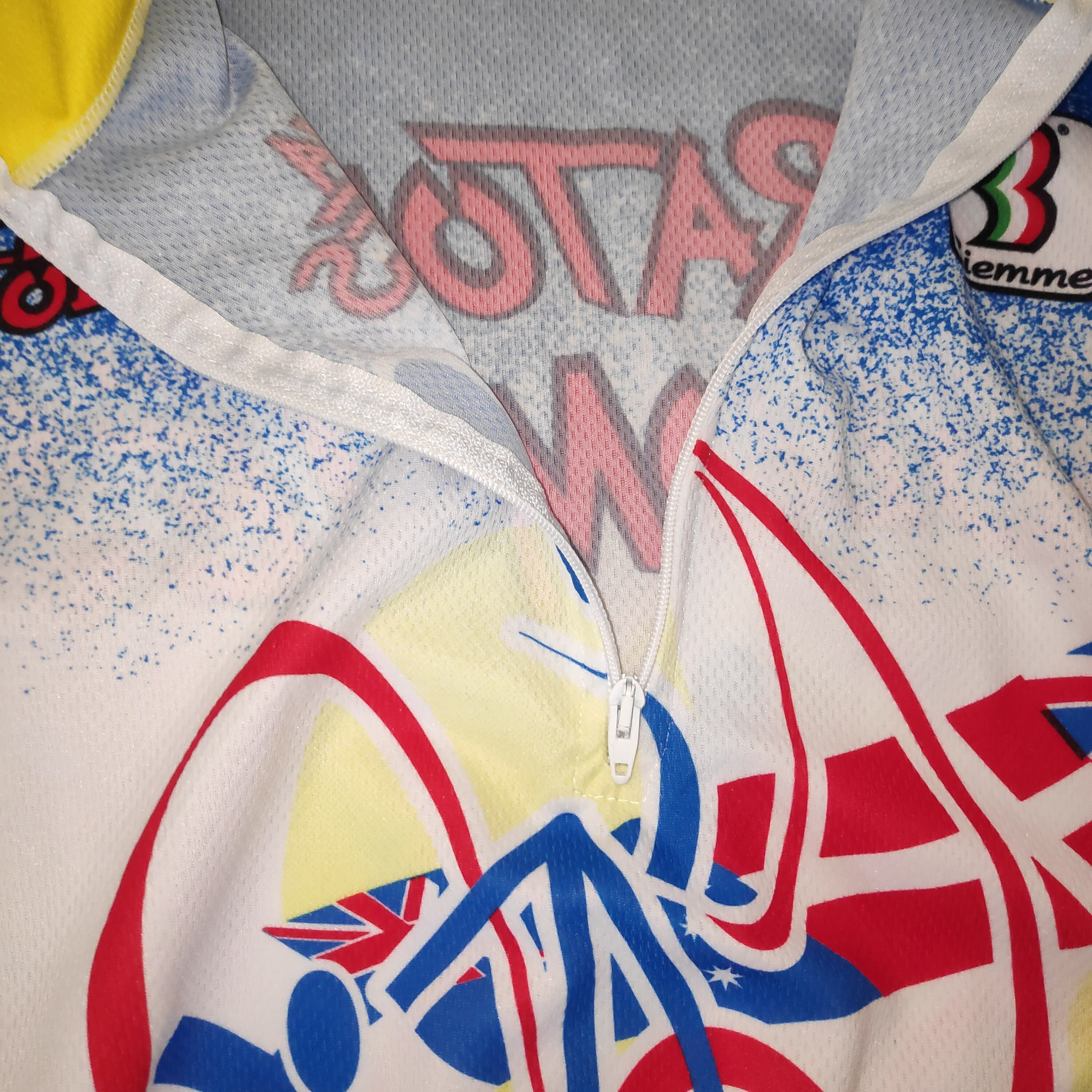 Maillot Cycliste Biemme Homme L - Rouge Blanc Bleu USA - Fermeture éclair