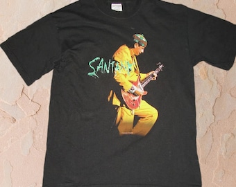 Carlos Santana Supernatural Rock Band Merch Music Vintage 1999 2000 Cotton Men's T-shirt Screen Stars Size L