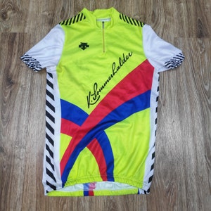 Maillot cycliste homme Descente, maillot de vélo vintage avec zip complet, maillot de course rétro, style années 90, taille L
