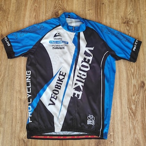 Vintage 90s Cycling Full zipper jersey t-shirt men by Veobike Retro racing jersey short sleeve Road bike jersey Size XL