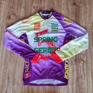 Vintage 90s Bike Cycling jersey men by Cuore Bike Tech Retro racing jersey long sleeve Road bike full zipper jersey Top Size M
