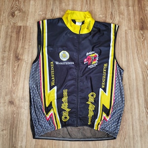 Vintage 90s Bike cycling jersey men by Max Huerzeler Bicycle-Team Retro racing jersey sleeveless Road bike jersey made in Italy Size XL