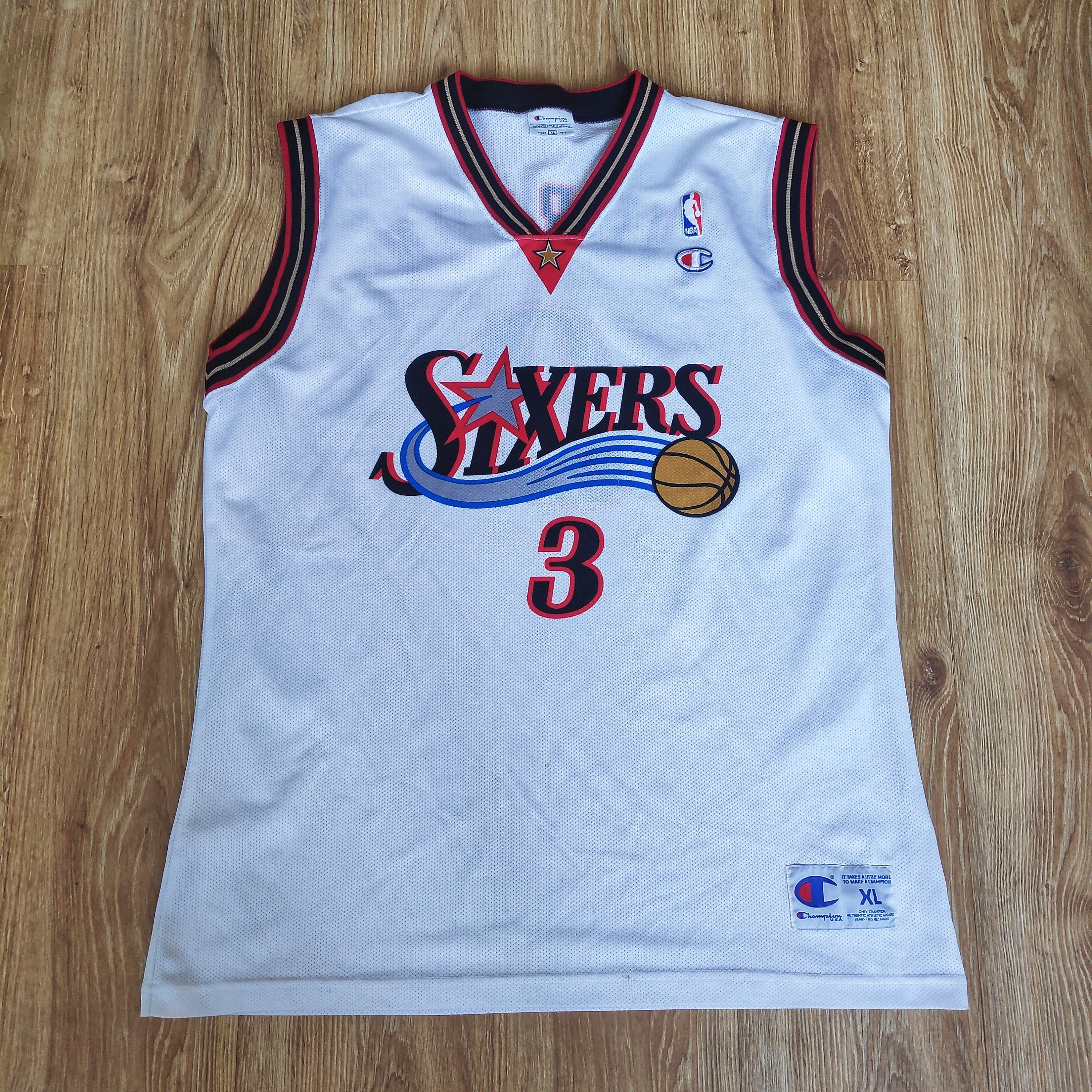 HolySport Vintage 90s Allen Iverson Philadelphia 76ers Champion Basketball Jersey - Blue - XXL - 52 - 2XL