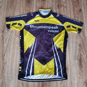Vintage 90s Bike Cycling jersey men by MTP Mountainpeak Retro racing jersey short sleeve Road bike full zipper jersey Top Size XL