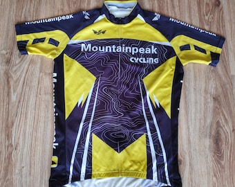 Vintage 90s Bike Cycling jersey men by MTP Mountainpeak Retro racing jersey short sleeve Road bike full zipper jersey Top Size XL