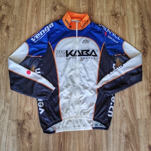Vintage Bike Cycling jersey men by Cuore Retro racing jersey long sleeve full zipper Road bike jersey Top Size L