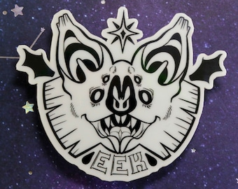 Bat-tastic - Adesivo in vinile fosforescente da 3 pollici / Amante dei pipistrelli / Creepy Cute / Strano / Halloween / Adesivo per laptop / EEK!