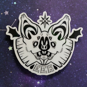 Bat-tastic - Pegatina de vinilo que brilla en la oscuridad de 3 pulgadas / Amante de los murciélagos / Lindo espeluznante / Extraño / Halloween / Pegatina para computadora portátil / EEK!