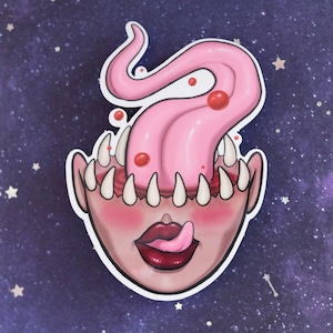 Hungry - 3.75 inch Clear Vinyl Sticker | Creepy Cute | Monster Lover
