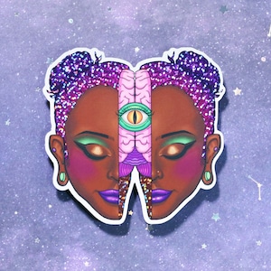 Split - 4 inch Holo Glitter Sticker | Spooky Sticker | Creepy Cute Girl | Vinyl Sticker