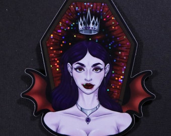 Pegatina de vinilo brillante de 4 pulgadas de la Reina Vampiro / Pegatina de terror / Vampira