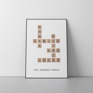 Personalized Scrabble Family Names Print, Custom Family Gift Idea ...