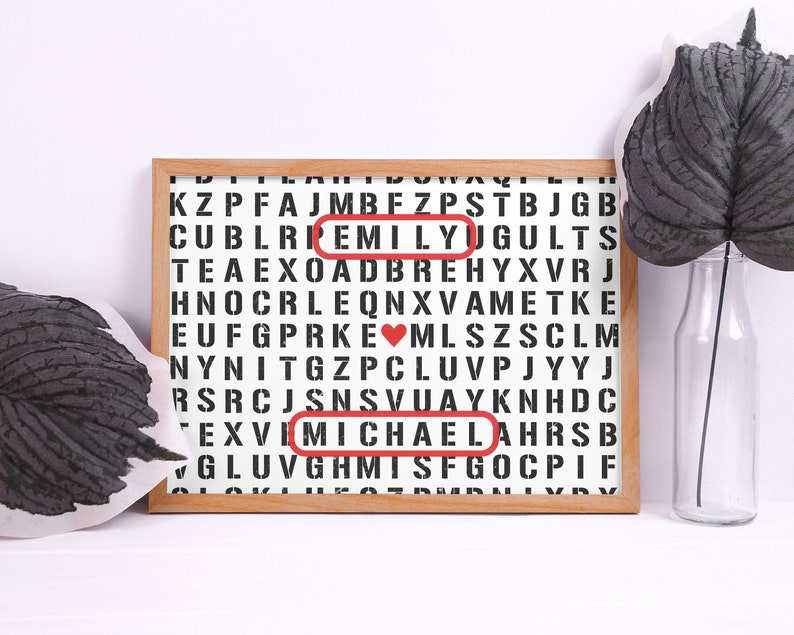 Custom Crossword Family Names Print Personalized Significant | Etsy