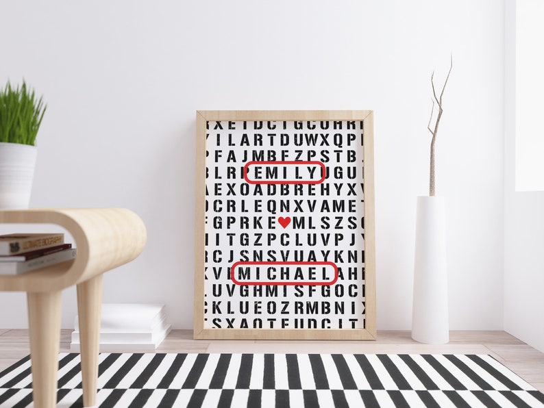 Custom Crossword Family Names Print, Personalized Significant Other ...