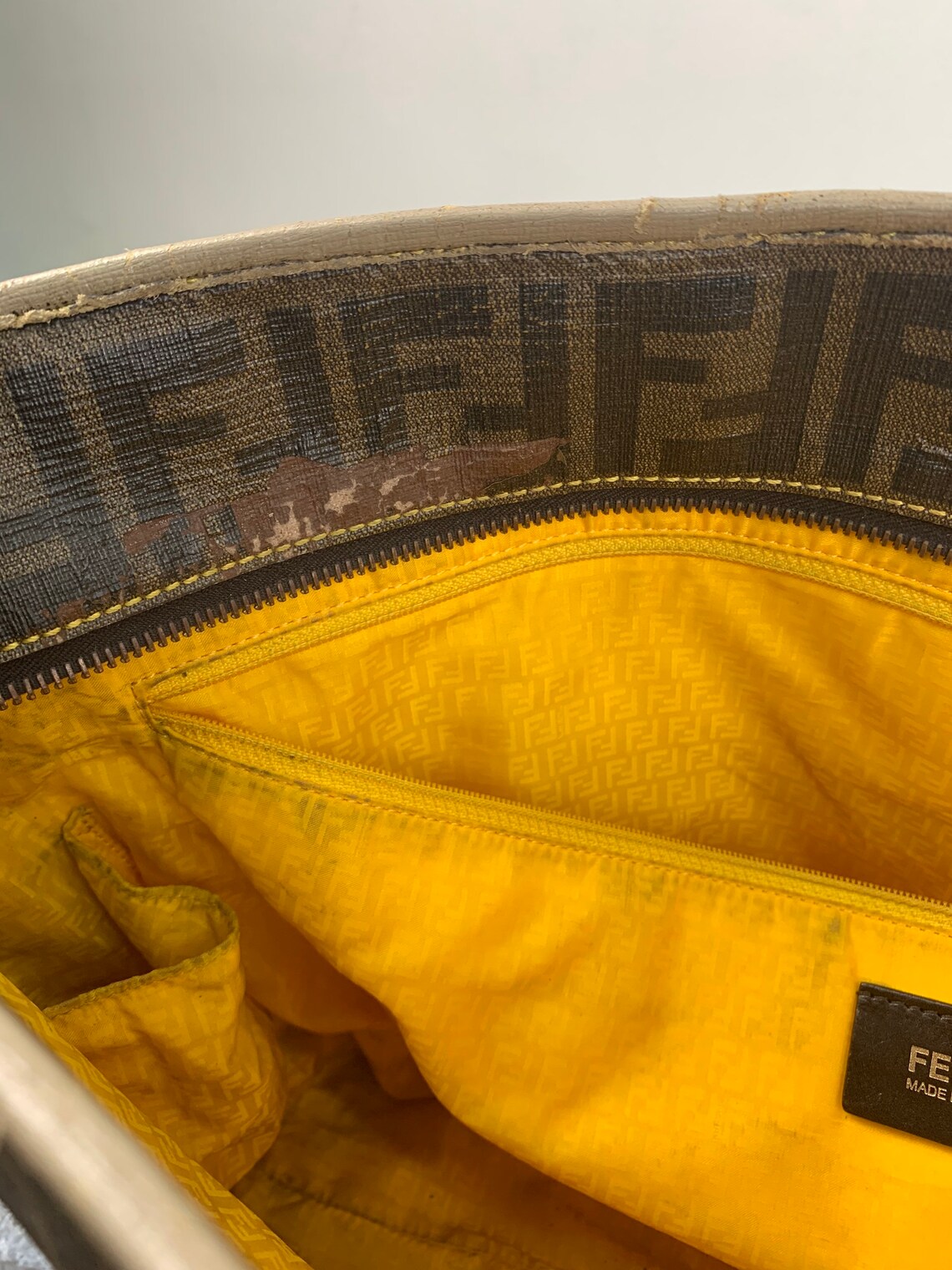Fendi yellow edition ff monogram shoulder bag tote B015 | Etsy
