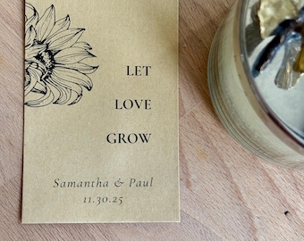 Sunflower Seed Packet Wedding Favors – Personalized Eco Friendly Printed Packets (seeds included)