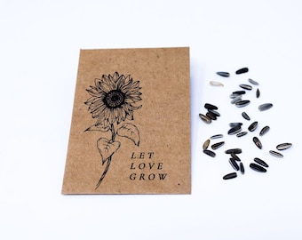 Sunflower Seed Packet Wedding Favors, Let Love Grow Favor, Personalized Seed Packets (Seeds Included)