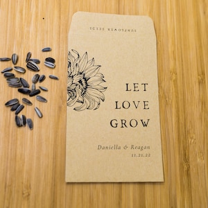 Wedding Favors Let Love Grow Sunflower Seed Packets // Seeds Included