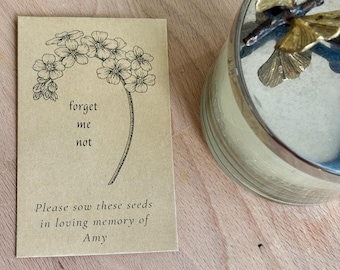 Forget Me Not Memorial Seed Packet, Personalized Sympathy Favor, Printed Remembrance Gift