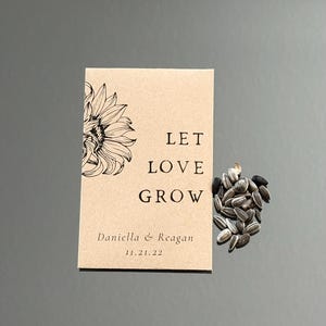 Wedding Favors Let Love Grow Sunflower Seed Packets, Eco-Friendly Favors, Personalized SEALED with Seeds Included, Floral Favors