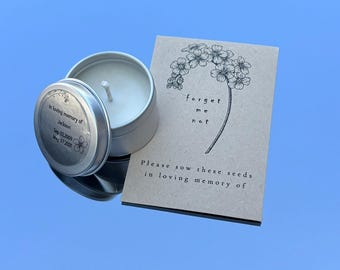 Forget-Me-Not Memorial Sympathy Gift Box – Personalized Seed Packet & Soy Candle for Celebration of Life