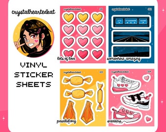 Vinyl Sticker Sheets | Hearts, Road Trip, Filipino Snacks, Sneakers