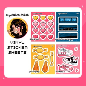 Vinyl Sticker Sheets | Hearts, Road Trip, Filipino Snacks, Sneakers