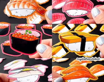 Sushi Vinyl Stickers | Ebi, Tuna, Roe & Negitoro, Tamago, Mackeral, Salmon