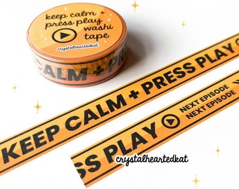 Keep Calm + Press Play Yellow Washi Tape | 15mm x10m