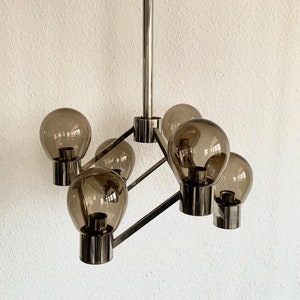 Vintage Chrome 6-Light Chandelier, Sciolari style, Space Age Sputnik Design, Germany