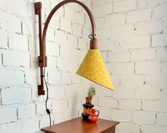 Lámpara de pared vintage de teca, ajustable, estilo moderno de mediados de siglo, Alemania, década de 1970.