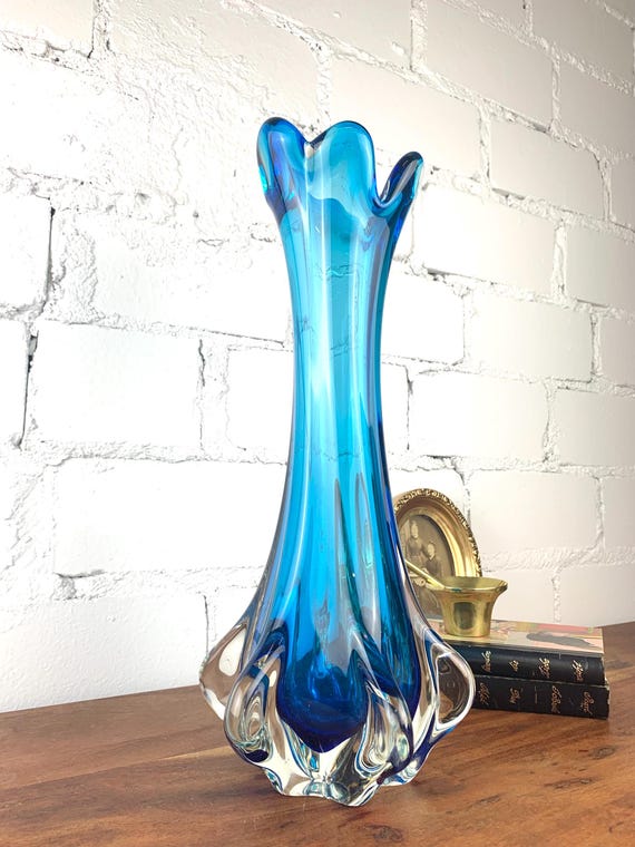 ミッドセンチュリーブルームラーノガラスの花瓶、イタリア製アート