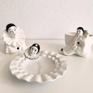Collection de figurines vintage Pierrot en porcelaine - Style arlequin