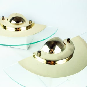 Vintage Lucite Brass Sconces, 1970s, Germany, Hollywood Regency Style