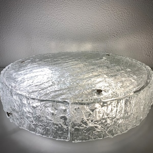 Luminária de teto XL Vintage Idell Kaiser Leuchten em vidro gelo, Alemanha, década de 1960