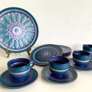 Vintage Mid-Century Modern West German KMK Keramik Manufaktur Kupfermühle Pottery Set – Viola Pattern