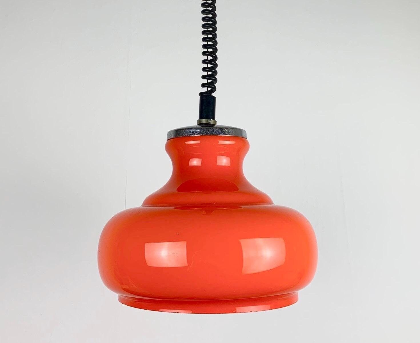 ヴィンテージ オレンジ ガラス シーリング ランプ、1970 年代、ドイツ