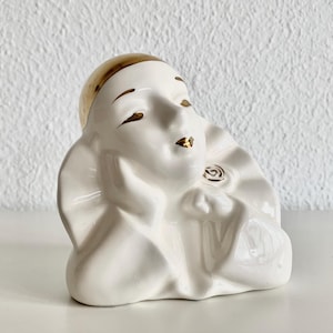 Figurine Pierrot vintage en porcelaine - Style arlequin