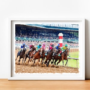 Horse Racing Watercolor Portrait | Keeneland