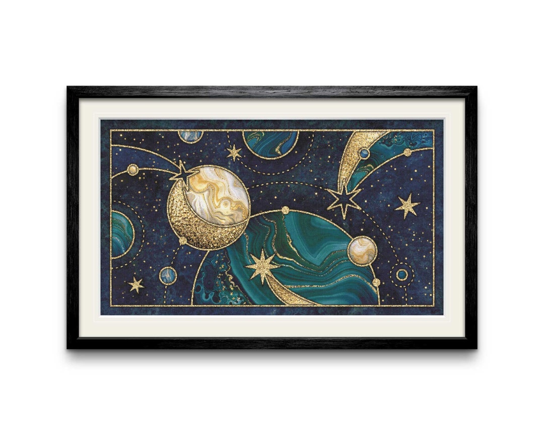 Gravity Modern Counted Cross Stitch Pattern. Full Coverage Moon