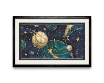 Gravity Modern Counted Cross Stitch Pattern. Full Coverage Moon XStitch Chart, PDF Digital Download, Pattern Keeper Compatible Design.