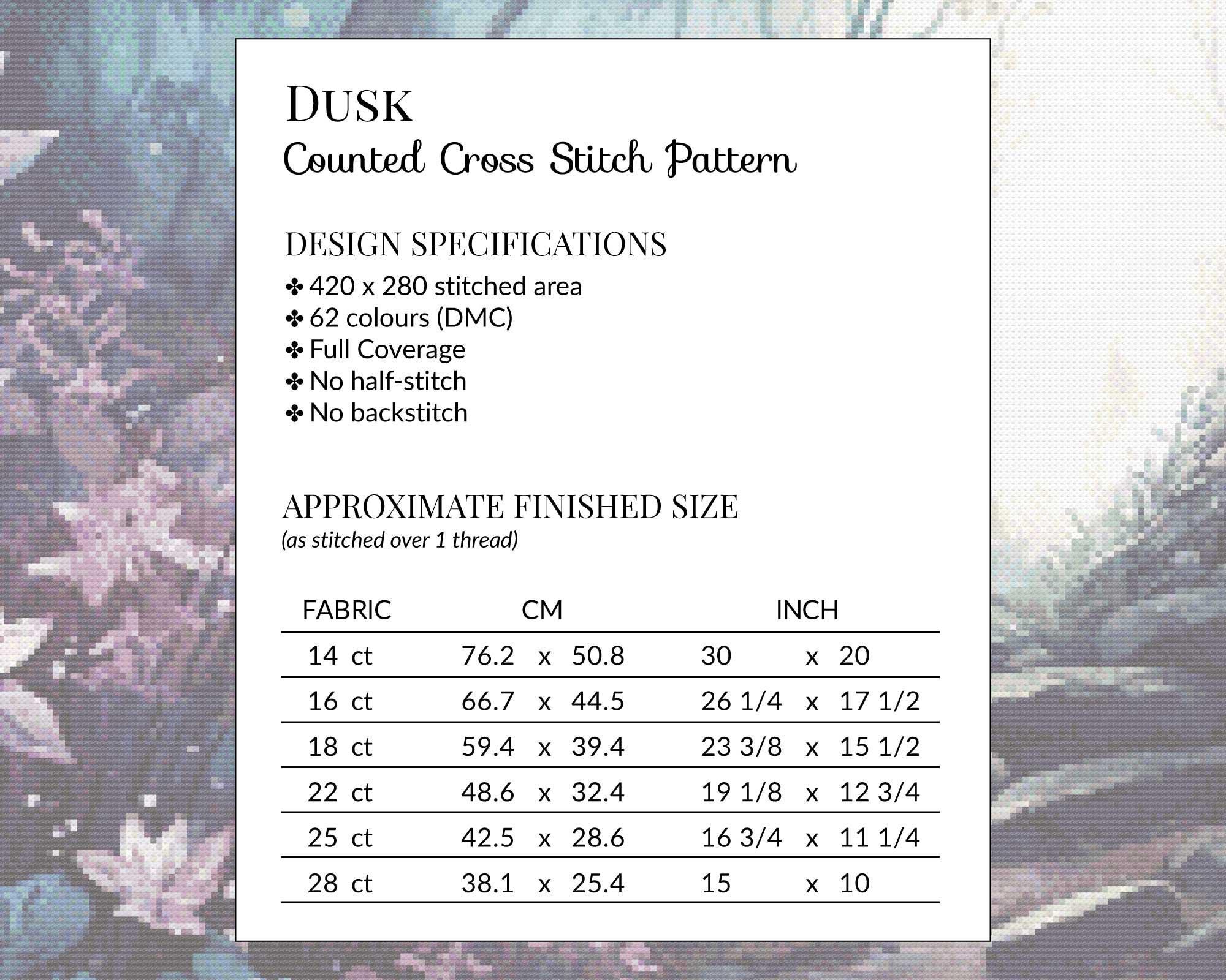 Dusk Modern Counted Cross Stitch Pattern. Full Coverage Xstitch Chart ...